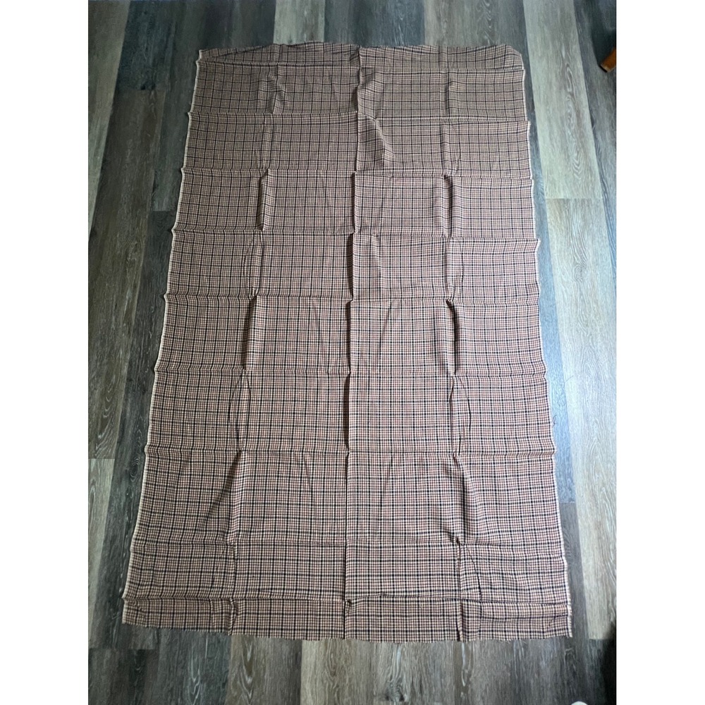 2.44 Plaid Fabric‎ Remnant Tan Burgundy Navy Check Woven Textile